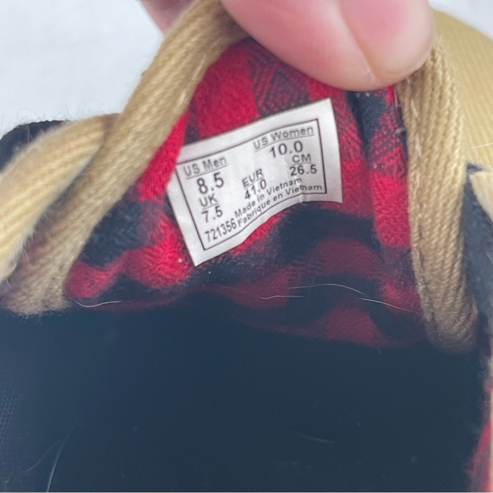 👞Vans Unisex Off the Wall Tan w/ Black Red Lumberjack Interior Shoe - W/10-M/8.5 - Picture 7 of 14